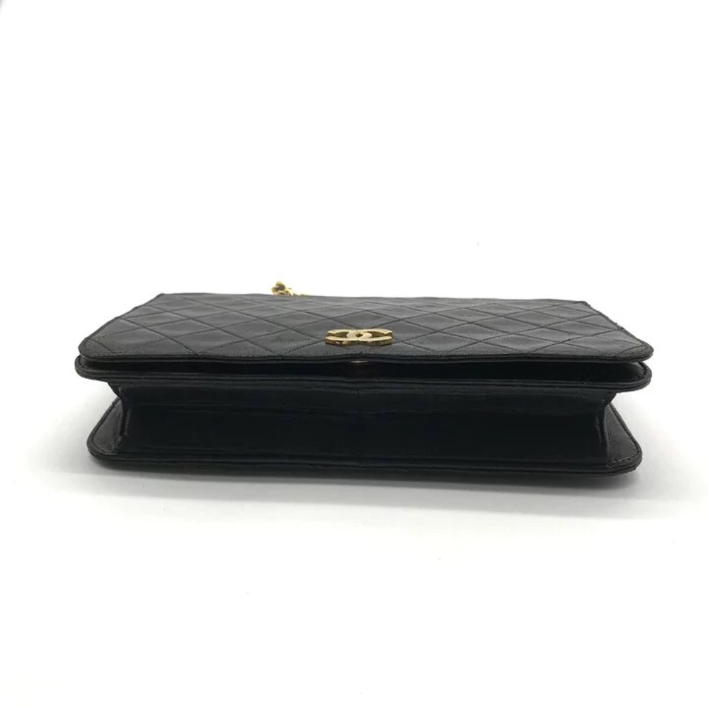 Authentic CHANEL black single flap lambskin classic bag 24k gold hardware - Picture 8 of 11